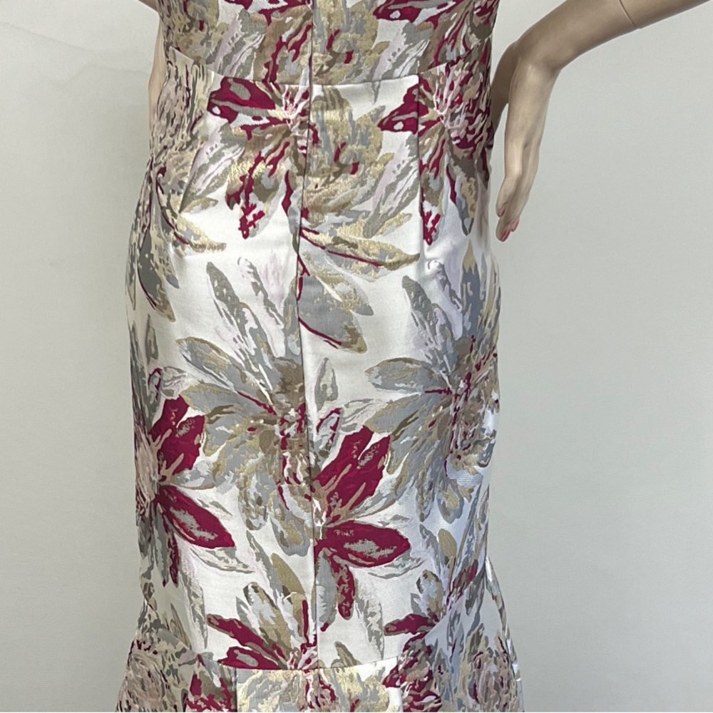 Aidan Mattox jacquard short sleeve mesh top long gown - Picture 13 of 17